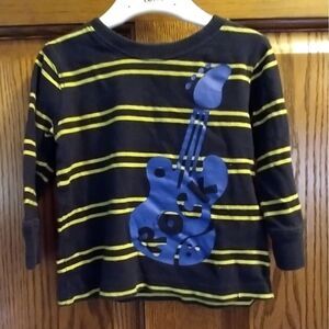 12m Jumping Beans Guitar Rock Striped Long Sleeve Tee